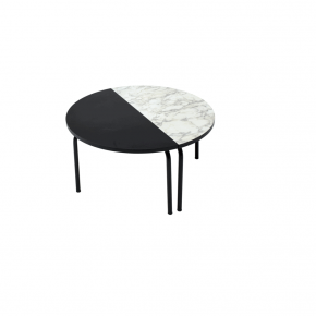 Table basse Paloma 90x45cm - Stratifié Uni Noir - Pieds Noirs