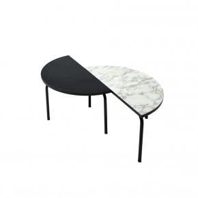 Table basse Paloma 90x45cm - Stratifié Uni Noir - Pieds Noirs