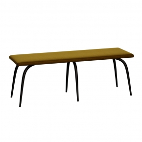 Banc Annie – Assise Uni Velours Jaune Ocre - Pieds Noirs