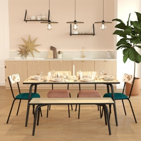 Banc Annie – Assise Imprimé Bois Clair - Pieds Noirs