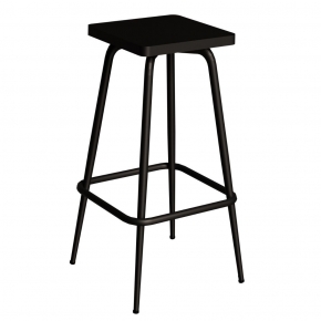 Tabouret de bar Marcel 65 cm – Assise uni Noir - Pieds Noirs