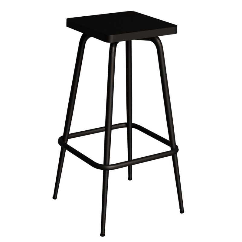 Tabouret de bar Marcel - uni Noir pieds noir - 65 cm