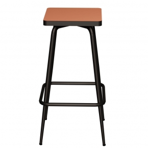 Tabouret de bar Marcel 65 cm – Assise uni Paprika - Pieds Noirs