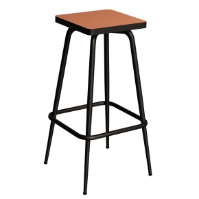 Tabouret de bar Marcel 65 cm – Assise uni Paprika - Pieds Noirs