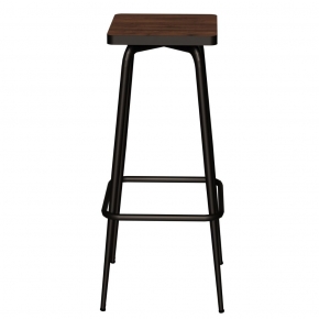 Tabouret de bar Marcel 75 cm – Assise imprimé Bois Foncé - Pieds Noirs