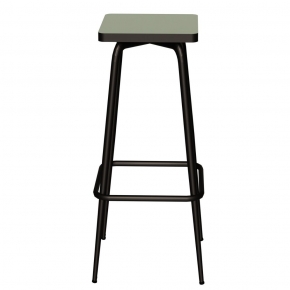 Tabouret de bar Marcel 75 cm – Assise uni Kaki - Pieds Noirs