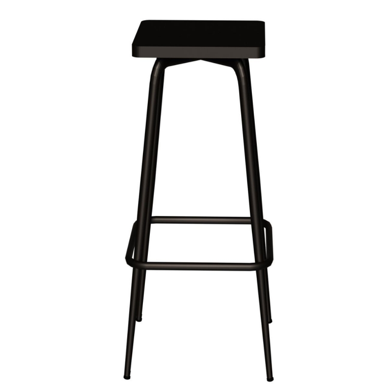 Tabouret de bar Marcel - uni Noir pieds noir - 75 cm