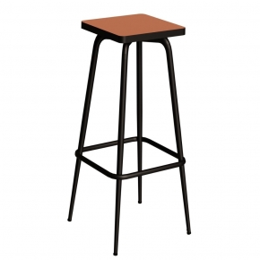 Tabouret de bar Marcel 75 cm – Assise uni Paprika - Pieds Noirs