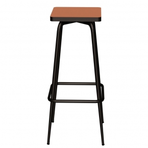 Tabouret de bar Marcel 75 cm – Assise uni Paprika - Pieds Noirs