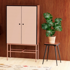 Cabinet de rangement Elienor grand modèle - Corail/Paprika pieds Terracotta