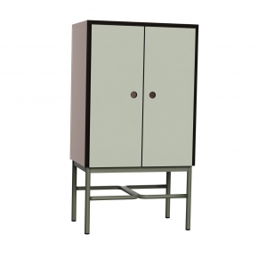 Cabinet de rangement Elienor petit modèle - Kaki/Rose Poudré pieds Kaki