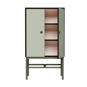 Cabinet de rangement Elienor petit modèle - Kaki/Rose Poudré pieds Kaki