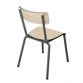 Chaise d'écolier Enfant Colette - Dossier & Assise uni Bois Clair - Pieds Kaki