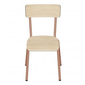 Chaise d'écolier Enfant Colette - Dossier & Assise uni Bois Clair - Pieds Terracotta