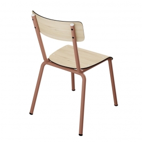 Chaise d'écolier Enfant Colette - Dossier & Assise uni Bois Clair - Pieds Terracotta