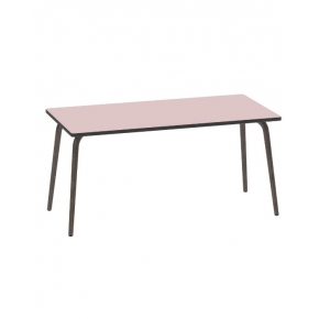 Table Retro Véra Rectangulaire 160×80 – Stratifié uni Rose Poudré - Pieds Bruts