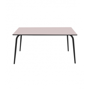 Table Retro Véra Rectangulaire 160×80 – Stratifié uni Rose Poudré - Pieds Noirs