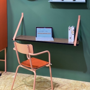 Bureau mural Rosy - Uni Paprika Barre en Metal Terracotta