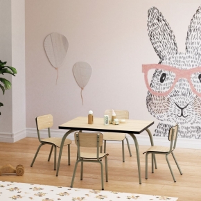 Chaise d’écolier Enfant Little Suzie – Dossier & Assise Uni Bois Clair - Pieds Kaki