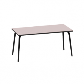 Table Retro Véra Rectangulaire 160×80 – Stratifié uni Rose Poudré - Pieds Noirs
