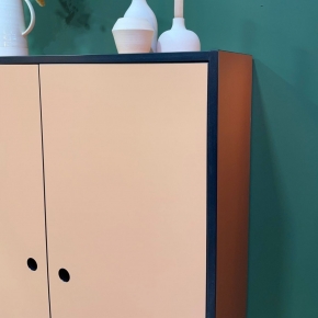 Cabinet de rangement Elienor grand modèle - Corail/Paprika pieds Terracotta