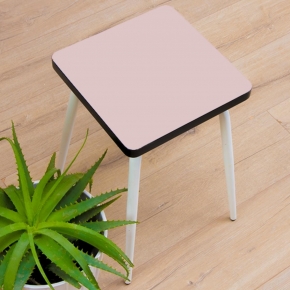 Tabouret Marcel 45 cm – Stratifié uni Rose Poudré - Pieds Blancs