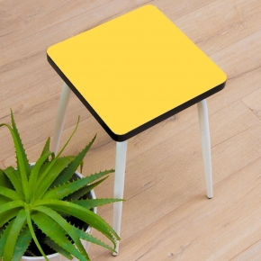 Tabouret Marcel 45 cm – Stratifié Uni Jaune Citron - Pieds Blancs