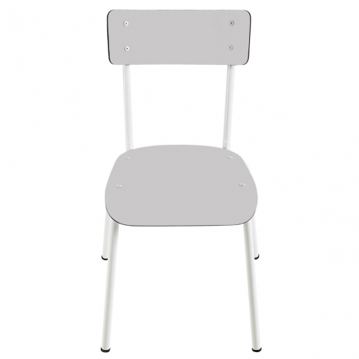 Chaise d’écolier Adulte Suzie – uni Gris Perle Pieds Blancs