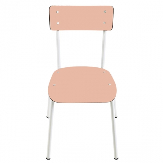 Chaise d’écolier Adulte Suzie – uni Saumon Pieds Blancs