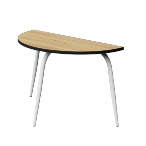 Table Demi-Lune Paloma H75cm - Imprimé Bois Clair - Pieds Blancs