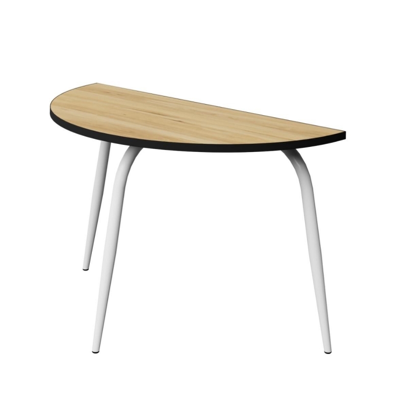 Table Demi-Lune Paloma H75cm - Imprimé Bois Clair - Pieds Blancs