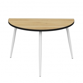 Table Demi-Lune Paloma H75cm - Imprimé Bois Clair - Pieds Blancs