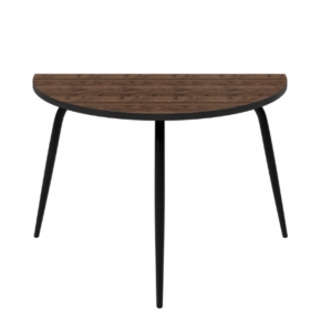 Table Demi-Lune Paloma H75 cm - Imprimé Bois Foncé - Pieds Noirs