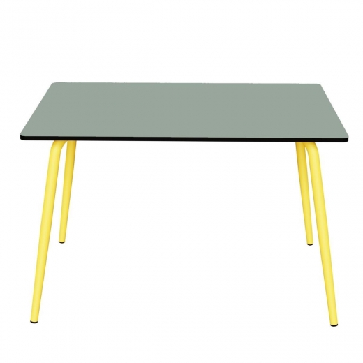 NEW - Table de Jardin Sun – uni Kaki Pieds Citron – 120×80