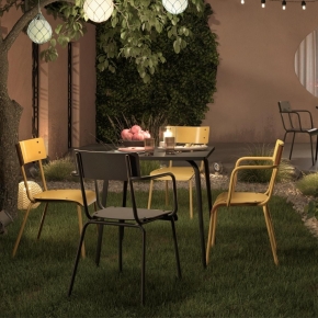 Table de jardin Sun – Uni Gris Anthracite - Pieds Kaki - 65x65