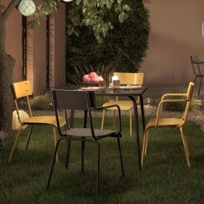 Table de Jardin Sun – Uni Kaki Pieds Anthracite –  65×65
