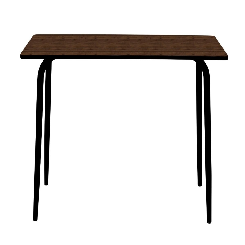 Table Haute Retro Véra 120x70 – imprimé Bois Foncé - pieds Noirs