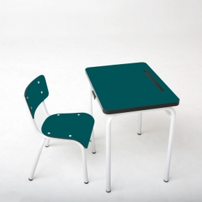 Bureau d’écolier enfant Régine – uni Bleu Canard Pieds Blancs
