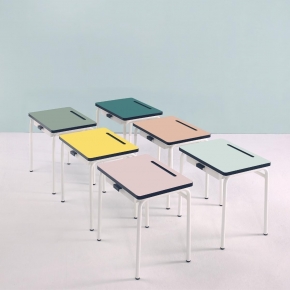 Bureau d’écolier enfant Régine – Uni Gris Perle - Pieds Blancs