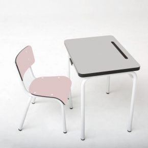 Bureau d’écolier enfant Régine – Uni Gris Perle - Pieds Blancs