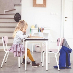 Bureau d’écolier enfant Régine – Uni Gris Perle - Pieds Blancs