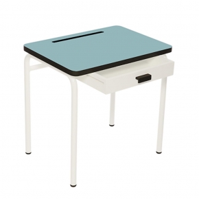 Bureau d’écolier enfant Régine – Uni Bleu Jade - Pieds Blancs