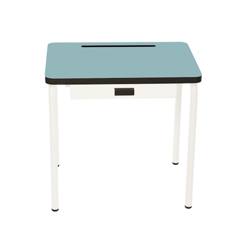 Bureau d’écolier enfant Régine – Uni Bleu Jade - Pieds Blancs