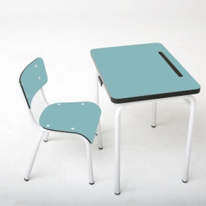 Bureau d’écolier enfant Régine – Uni Bleu Jade - Pieds Blancs