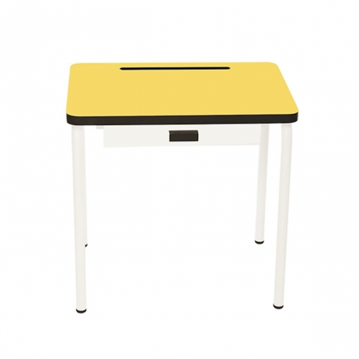Bureau d’écolier enfant Régine – uni Jaune Citron Pieds Blancs
