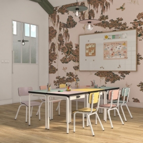 Bureau d’écolier enfant Régine – uni Saumon / Corail Pieds Blancs