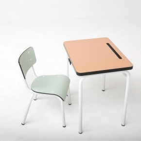 Bureau d’écolier enfant Régine – uni Saumon / Corail Pieds Blancs