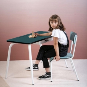 Bureau d’écolier Enfant Romy –  uni Bleu Canard - Pieds Blancs