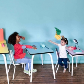 Bureau d’écolier Enfant Romy –  uni Bleu Jade - Pieds Blancs