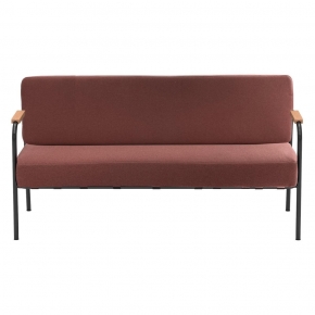 Canapé Barnabé – uni Dossier & Assise Velours Bois de Rose - Pieds Noirs